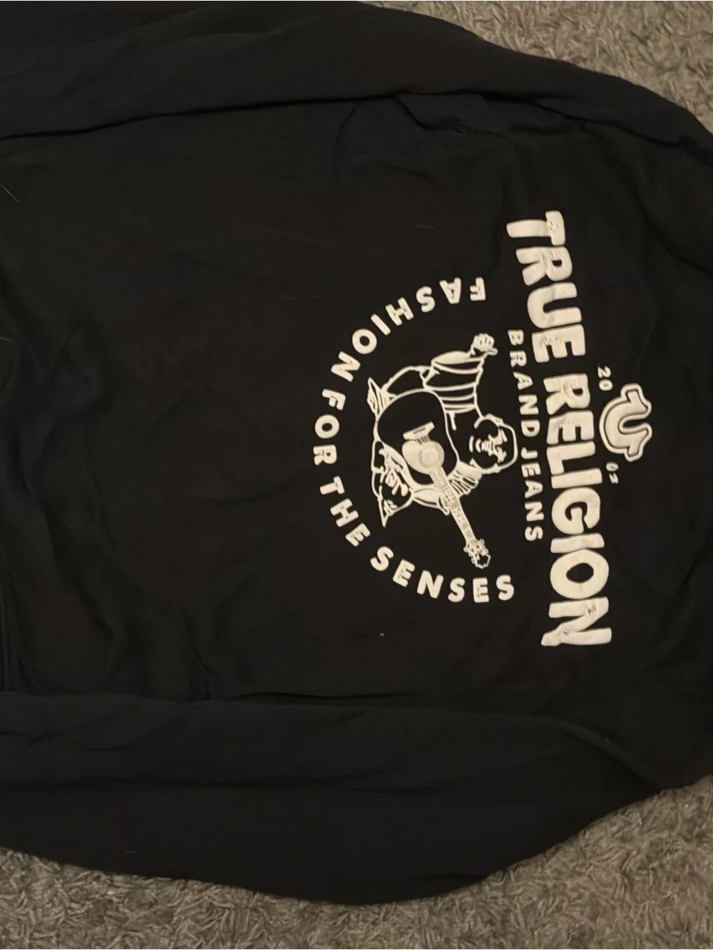 True Religion Black Full-Zip Hooded Jacket with Logo Patch